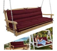 AS AWESLING Outdoor Swing Cushion with Backrest, Tie Straps & Memory Foam - Replacement for Porch Bench 2/3 Seater, Oxford Fabric (RED, 60 INCH × 40 INCH)