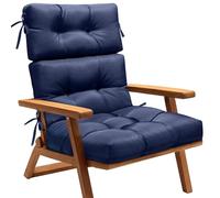 AS AWESLING Outdoor Tri-Fold Sun Lounger Cushion - Shredded Memory Foam & Waterproof Oxford Fabric Patio Chair Pad with Adjustable Ties for Garden, Rocking Chairs & Poolside (BLUE)