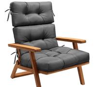 AS AWESLING Outdoor Tri-Fold Sun Lounger Cushion - Shredded Memory Foam & Waterproof Oxford Fabric Patio Chair Pad with Adjustable Ties for Garden, Rocking Chairs & Poolside (GREY)