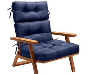 AS AWESLING Outdoor Tri-Fold Sun Lounger Cushion - Shredded Memory Foam & Waterproof Oxford Fabric Patio Chair Pad with Adjustable Ties for Garden, Rocking Chairs & Poolside (BLUE)