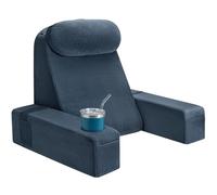 AS AWESLING Reading Pillow for Adults, Back Pillow for Bed Sitting Up, Backrest Cushion for Sitting in Bed, Detachable Arms with Built-in Cup & Phone Caddy (DARK GREY, 21 INCH)