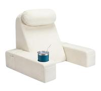 AS AWESLING Reading Pillow for Adults, Back Pillow for Bed Sitting Up, Backrest Cushion for Sitting in Bed, Detachable Arms with Built-in Cup & Phone Caddy (BEIGE, 21 INCH)