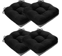 AS AWESLING Set of 4 Dining Chair Seat Cushions - Thick Shredded Foam, Non-Slip Bottom for Indoor Kitchen Chairs (BLACK, 40CM×40CM)