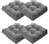AS AWESLING Set of 4 Dining Chair Seat Cushions - Thick Shredded Foam, Non-Slip Bottom for Indoor Kitchen Chairs (GREY, 40CM×40CM)
