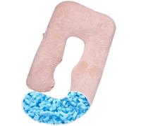AS AWESLING Shredded Memory Foam Pregnancy Pillows, Memory Foam Filling U Shaped Pregnancy Pillow for Sleeping, U Shaped Body Pillow, Maternity Pillow for Pregnant Women with Velvet Cover (PINK)