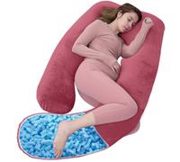 AS AWESLING Shredded Memory Foam Pregnancy Pillows, Memory Foam Filling U Shaped Pregnancy Pillow for Sleeping, U Shaped Body Pillow, Maternity Pillow for Pregnant Women with Velvet Cover (RED)