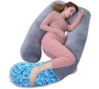 AS AWESLING Shredded Memory Foam Pregnancy Pillows, Memory Foam Filling U Shaped Pregnancy Pillow for Sleeping, U Shaped Body Pillow, Maternity Pillow for Pregnant Women with Velvet Cover