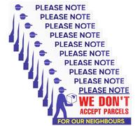 AS Axis Spindleon 10 Pack Door Warning Stickers We Dont Accept Parcels for Neighbours 15x8 cm Self Adhesive PVC