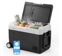AS Car Fridge Portable 12V Refrigerator 48 Quart(45L) Electric Cooler with 12/24V DC&110-240V AC for Truck Van RV Camper SUV, 12v Cooler with Wheels for Camping Boat Travel, -4~68°F