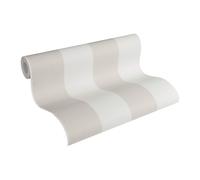 AS crAation Scandinavian Blossom 948342 Non-Woven Wallpaper with Block Stripes Pebble greyPearl White