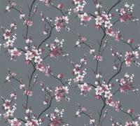 As Creation A.s. Creation Alberto Flowers Floral Wallpaper 38500-6 Charcoal Grey & Pink - 10 M X 1.06 M Roll