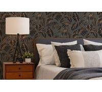 As Creation A.s. Création "urban Jungle" Textured Metallic Palm Leaf Wallpaper (Charcoal Black & Antique Gold) 790894
