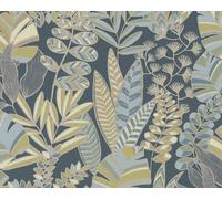 AS Creation Antigua Jungle Plants Blue Green Metallic Wallpaper 390955