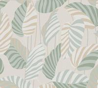 AS Creation Antigua Stripe Jungle Leaf Motif Beige Cream Green Wallpaper 390943