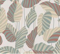 Non-woven wallpaper leaves jungle white green gold metallic 39094-1 (3,35£/1qm)