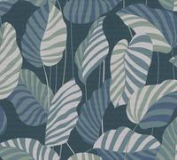 As Creation Antigua Stripe Jungle Leaf Motif Blue Cream Green Wallpaper 390944