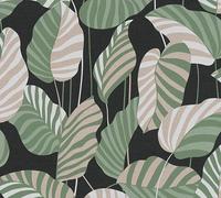 Abstract Jungle Leaves Wallpaper Paste The Wall Vinyl Textured Gold Green Black
