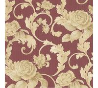 As Creation Architects Red And Gold Leaf Damask Luxury Wallpaper Textured Heavyweight Vinyl