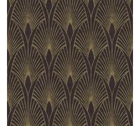 As Creation Art Deco Fan Arches Black Gold Wallpaper Metallic Effect Textured