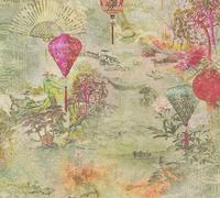 As Creation Asian Fusion Lantern Beige Green Red Wallpaper 374661
