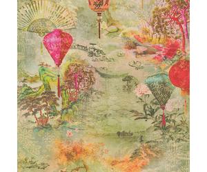 AS Creation Asian Fusion Lanterns Multi 37466-1 Wallpaper Oriental Fans Nature