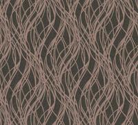 As Creation Black Rose Gold Ribbon Stripe Wave Glitter Metallic Vinyl Wallpaper Embossed