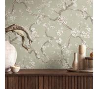 Livingwalls Hot Spots Non-Woven Wallpaper with Metallic Design in Green, White, Grey, Metallic - 10,05 x 0,53 m Floral Wallpaper Made in Germany - 781991