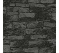 As Creation Blown Vinyl Brick Black Wallpaper 3438-19
