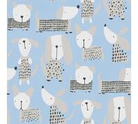 AS Creation Blue/Silver Comic Dogs Kids Bedroom Metallic Wallpaper 36755-1