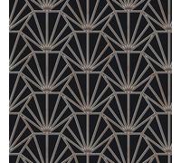 As Creation Bricoflor Art Deco Geometric Black Gold Ornaments Retro Wallpaper Straight Match 13Cm 10.05 X 0.53 M