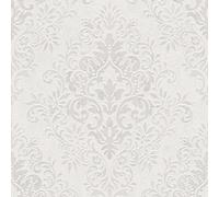 As Creation Bricoflor Baroque Damask Elegant Wallpaper In White Strippable Washable Non-Woven Vinyl Wallpaper 10.05 X 0.53 M