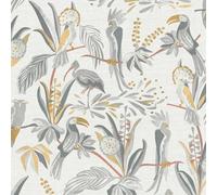 As Creation Bricoflor Bird Wallpaper White Grey Animal Wallpaper With Parrots And Toucans Safari Wallpaper 10,05 X 0,53 M