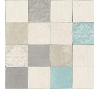 As Creation Bricoflor Block Pattern Wallpaper Colourful Cream Blue Beige Grey Wallpaper Tile Design Wallpaper 10.05 X 0.53 M