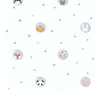 As Creation Bricoflor Cow Panda Cat Pig Rabbit Fox With Stars Wallpaper Washable 10.05 X 0.53 M