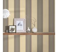 As Creation Bricoflor Cream And Brown Vertically Striped Non-Woven Vinyl Wallpaper Free Match Scurbbable And Strippable 10.05 X 0.70 M