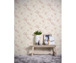 As Creation Bricoflor Cream Wallpaper With Beige And Pink Floral Print Cream Wallpaper With Floral Pattern 10.05 X 0.53 M