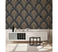 As Creation Bricoflor Damask Wallpaper Blue And Beige Flocked Wallpaper With Floral Patterns Antique Wallpaper 10.05 X 0.53 M