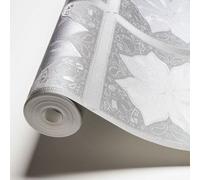 As Creation Bricoflor Dark Grey Patterned Wallpaper With Silver Floral Design Vinyl Modern Wallpaper 10.05 X 0.53 M