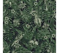 As Creation Bricoflor Dark Toned Tropical Style Wallpaper Patterned Wallpaper With Tropical Print 10.05 X 0.53 M