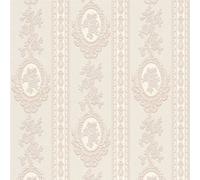 As Creation Bricoflor Elegant Classic Damask Textured Wallpaper In Beige, White Vinyl Strippable Wallpaper 10.05 X 0.53 M