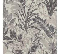 As Creation Bricoflor Exotic Jungle Floral Nature Wallpaper In Grey, White Corridor Spongeable Removable Non-Woven Wallpaper 10.05 X 0.53 M