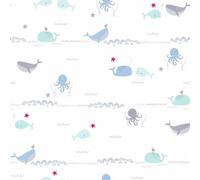 As Creation Bricoflor Fish Patterned Wallpaper Under The Sea Wallpaper Octopus Whale Non-Woven Wallpaper 10.05 X 0.53 M