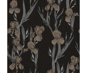 As Creation Bricoflor Floral Patterned Black Background Brown Flowers Textured Wallpaper Washable Non-Woven Vinyl Wallpaper 10.05 X 0.53 M