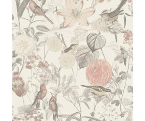 As Creation Bricoflor Floral Wallpaper Beige And Pink Peony Flower Birds Soft Wallpaper Perfect For Bedroom And Living Room 10.05 X 0.53 M