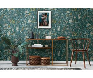As Creation Bricoflor Floral Wallpaper Blue Yellow Small Flower Wallpaper With Hibiscus Leaf 10,05 X 0,53 M