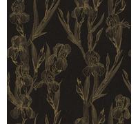 As Creation Bricoflor Flower Patterned Black Floral Gold Ornaments Textured Wallpaper Vinyl Scrubbable Non-Woven Wallpaper 10.05 X 0.53 M