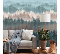 As Creation Bricoflor Forest Wallpaper Blue Beige Pine Tree Wallpaper Tree Wallpaper For Walls With Misty Forest For Bedrooms 8,80 X 0,53 M