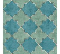 As Creation Bricoflor Geometric Design Contemporary Wallpaper Modern Blue Green Beige Tile Effect Wallpaper 10.05 X 0.53 M