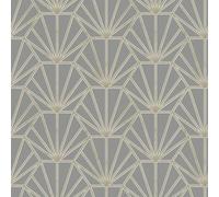 As Creation Bricoflor Geometric Pattern Wallpaper In Grey Gold Retro Graphical Design Wallpaper 10.05 X 0.53 M