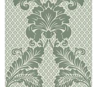 As Creation Bricoflor Green And White Leaf Design Wallpaper Abstract Design Traditional Damask Green And White Wallpaper 10.05 X 0.52 M